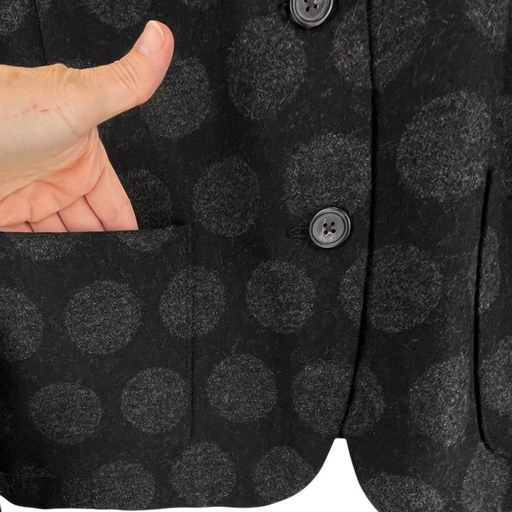 GAP The Academy Blazer Grey Gray Wool Blend Polka Dot Blazer Jacket Preppy Sz 6